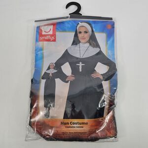 Smiffys Black Adult Nun Costume - Dress, Belt & Headdress, Size S